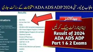 Check PU Result of ADA ADS ADP 2024 Exams | Punjab University BA BSc Result 2024