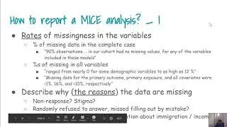 More Discussion and Reporting guideline of Missing Data Analysis