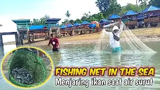 catch fish in the sea MENJARING IKAN DI LAUT saat air DANGKAL_PANEN IKAN