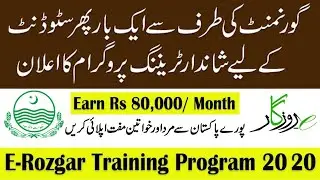 Pak Government E-Rozgar Traning program 2020 For Male & Female | Earn up to Rs.80,000//= per month |