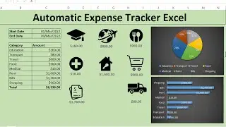 Automatic Excel Expense Tracker Modern Dashboard