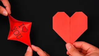 DIY Surprise Handmade Card - Easy Origami Heart (No Cut, No Glue)