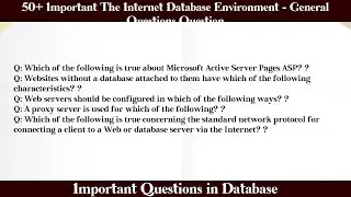 MCQ Questions The Internet Database Environment - General Questions with Answers