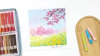 [ENG Sub] Spring Flower Viewing Scenery - Easy Soft Pastels Drawing