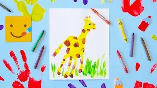 Как нарисовать ЖИРАФА своими руками/ Рисуем ладошками  животных/ Уроки рисования для малышей