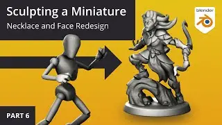 Sculpting a Wood Elf Ranger Miniature in Blender Part 6 - Necklace and Face Redesign