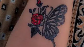 Butterfly tattoo design with rose🌹🦋 #easytattoo #tattoodesignforgirls #new #latest #butterfly