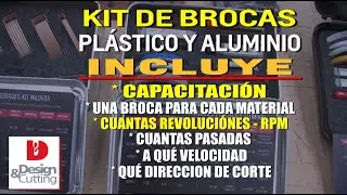 KIT DE BROCAS - PLASTICO Y ALUMINIO - INCLUYE CAPACITACIÓN MUY EXTENSA y TABLA DE VELOCIDADES!
