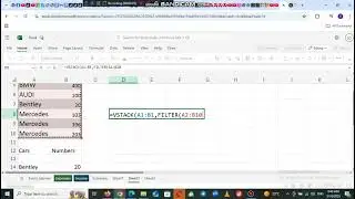 How to use Vstack function with Filter function on Excel