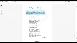 CBSE NCERT Class 10th English poem - The tiger in the zoo