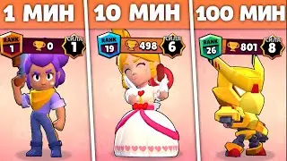 ЧТО УСПЕЕТ СДЕЛАТЬ НУБ ЗА 1, 10 И 100 МИНУТ В BRAWL STARS?!