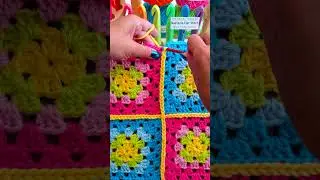 Crochet Granny Squares Flat Join #shorts
