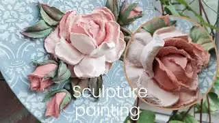 sculpture painting rose flower sculpture painting Tutorial russian 3d sculpture painting