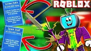NEW SPARK STAFF AND GOLD RAKE COLLECTOR IN Roblox Bee Swarm Simulator