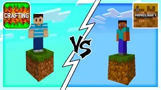 Crafting and Building ONE BLOCK VS Minecraft TRIAL ONE BLOCK