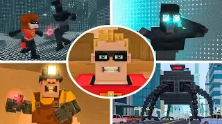 Minecraft x The Incredibles DLC - All Bosses Fight Gameplay