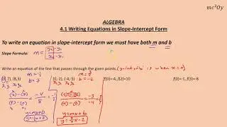 A 4.1, Writing Equations in Slope-Intercept Form (E2)