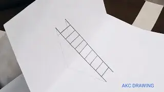 How to draw a 3D ladder, सीढ़ी;