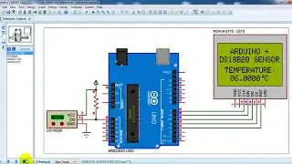 Arduino with DS18B20 sensor and NOKIA 5110 LCD, simulation