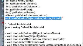 java Method JTable