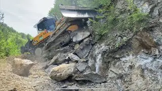 LIEBHERR 746 dozer uçurum kenarımda kaya patlatma #keşfet #komatsu #bulldozer #liebherr