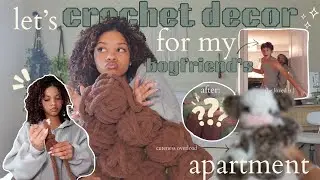 crocheting decor for my boyfriends NEW apartment 🪴🏘️ | crochet vlog