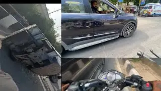Moto blog on Delhi road car hyper ride on accident #ns125