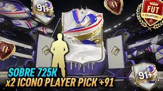 ABRO SOBRE 725k, RECOMPENSAS RANGO 2 FUT CHAMPIONS y x2 ICONO +91 PLAYER PICK | EA FC 24