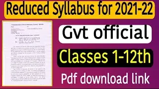 TN All Classes Reduced Syllabus for 2021-22|Priority Syllabus Published now|free download