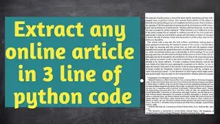 Extract any Web Article easily using Goose3 Python Module | Article Extractor Python | In Hindi |