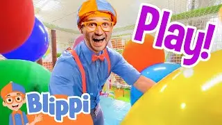 Play and Learn With Blippi At An INDOOR PLAYGROUND! | Toys & Colors | Educational Videos for Kids
