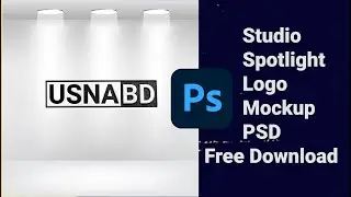 Studio Spotlight Logo Mockup PSD Free Download