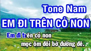 Karaoke Em Đi Trên Cỏ Non Tone Nam | Cha Cha Cha Asia | Nhan KTV