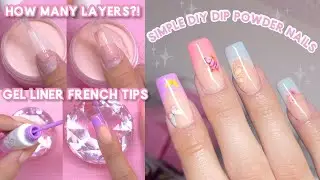 Simple DIY Dip Powder Nails With Gel French Tips | Kiara Sky Nails | Build Apex With Dip Nails