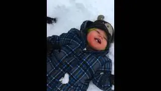 Xander's first snow storm