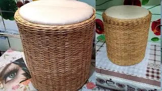 Review of a handmade paper wicker pouf.