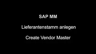 SAP MM - Create Vendor Master