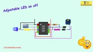 Adjustable LED on off circuit using 555 timer IC