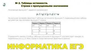 Информатика ЕГЭ. № 2.3.2. Таблицы истинности. Строки с пропущенными значениями