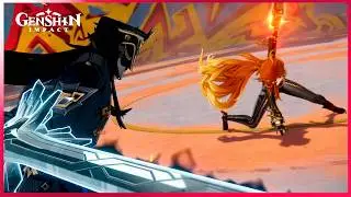 Capitano versus Mavuika, pyro archon cutscene [Clash of Frost and Flame] 5.0 Genshin Impact