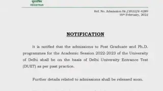 notifications- PG & ph. d admission for 2022-2023 on the basis of DUET