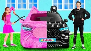 Rosa Bil vs Svart Bil Utmaning | Roliga Utmaningar PaRaRa Challenge