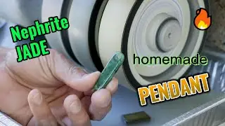 Cutting British Columbia Nephrite Jade Slab into Long Pendant for Necklace