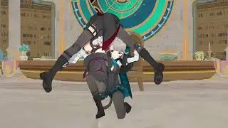 MMD Genshin Wrestling - Lyney being submitted