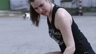 Kickboxer girl fightng a guy