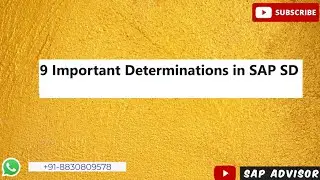 9 Important Determinations in SAP SD   