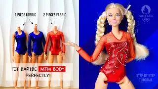 DIY 3 gymnastic/swimsuit outfits, Simone Biles styles, doll clothes sewing easy tutorial