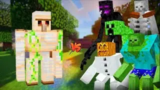 Iron Golem  VS Mutant Mobs in Minecraft Mutant Zombie Mztant Skeleton Mutant Enderman Mutant Snowman