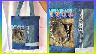Bolso de Compras con Pantalón Reciclado #Tutorial de Confección