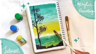 Acrylic painting for beginners | Aesthetic painting tutorial | Seascape painting |